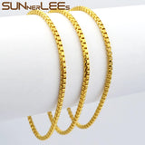 Plated Bracelet 2.5mm Box Link Chain Men Women Gift C57