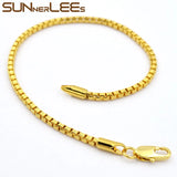 Plated Bracelet 2.5mm Box Link Chain Men Women Gift C57