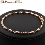 Rose Plated Bracelet 3mm Link Chain Classic Jewelry