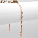 Rose Plated Bracelet 3mm Link Chain Classic Jewelry