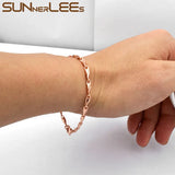 Rose Plated Bracelet 3mm Link Chain Classic Jewelry
