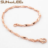 Rose Plated Bracelet 3mm Link Chain Classic Jewelry