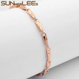 Rose Plated Bracelet 3mm Link Chain Classic Jewelry