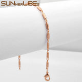 Rose Plated Link Chain Bracelet Classic 2mm Frosted Gift C53