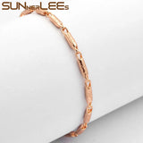 Rose Plated Link Chain Bracelet Classic 2mm Frosted Gift C53