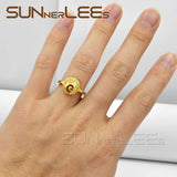 Strange Buds Clear Cubic Zirconia Gold-Color Rings R47 Y