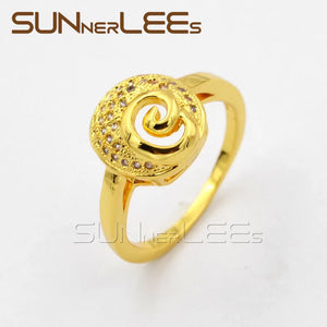 Strange Buds Clear Cubic Zirconia Gold-Color Rings R47 Y