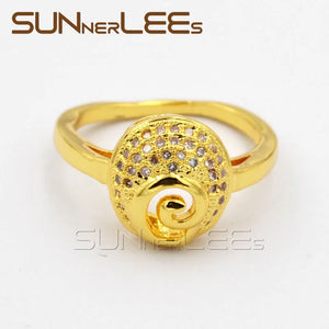 Strange Buds Clear Cubic Zirconia Gold-Color Rings R47 Y