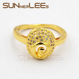 Strange Buds Clear Cubic Zirconia Gold-Color Rings R47 Y