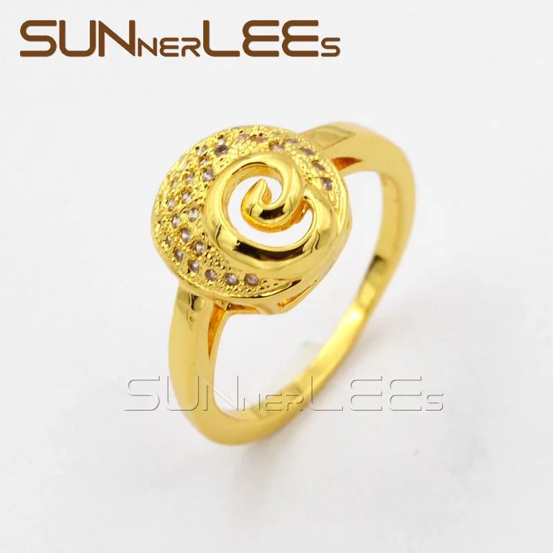 Strange Buds Clear Cubic Zirconia Gold-Color Rings R47 Y