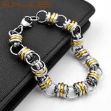 Stainless Steel 10mm Circle Link Chain Bracelet Silver Plated