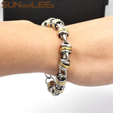 Stainless Steel 10mm Circle Link Chain Bracelet Silver Plated