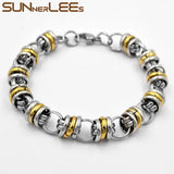Stainless Steel 10mm Circle Link Chain Bracelet Silver Plated