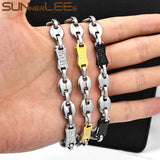 10mm Stainless Steel Geometric Coffee Beans Link Chain Bracelet