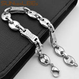 10mm Stainless Steel Geometric Coffee Beans Link Chain Bracelet