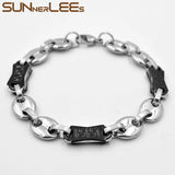 10mm Stainless Steel Geometric Coffee Beans Link Chain Bracelet