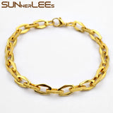 Stainless Steel Bracelet Geometric Link Chain High Polished Men Women Gift