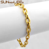 Stainless Steel Bracelet Geometric Link Chain High Polished Men Women Gift