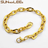 Stainless Steel Bracelet Geometric Link Chain High Polished Men Women Gift