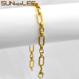 Geometric Link Chain Bracelet 6.5mm Silver Plated SC182