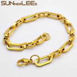 Geometric Link Chain Bracelet 6.5mm Silver Plated SC182