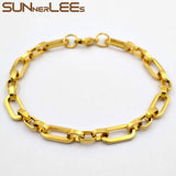 Geometric Link Chain Bracelet 6.5mm Silver Plated SC182