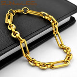 Silver Plated Geometric Link Chain Bracelet 6.5mm