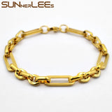 Silver Plated Geometric Link Chain Bracelet 6.5mm