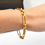 Silver Plated Geometric Link Chain Bracelet 6.5mm