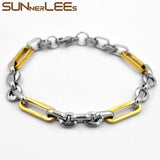 Silver Plated Geometric Link Chain Bracelet 6.5mm