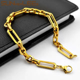 Silver Plated Geometric Link Chain Bracelet 6.5mm