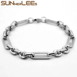 Silver Plated Geometric Link Chain Bracelet 6.5mm
