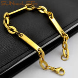 Stainless Steel Bracelet 7mm Geometric Link Chain Silver Plated