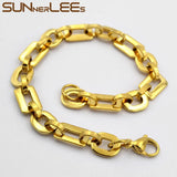 Stainless Steel Bracelet 8mm Geometric Link Chain Silver Plated SC176
