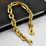 Stainless Steel Bracelet 8mm Geometric Link Chain Silver Plated SC176