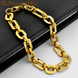 Stainless Steel Bracelet 8mm Geometric Link Chain Silver Plated SC176
