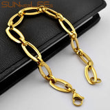 Stainless Steel Bracelet 8mm Geometric Link Chain Silver Plated Men Women Gift