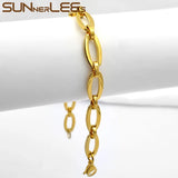 Stainless Steel Bracelet 8mm Geometric Link Chain Silver Plated Men Women Gift