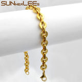 Geometric Link Stainless Steel Bracelet 8mm Silver Plated