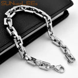 Stainless Steel Bracelet 8mm Geometric Link Chain Silver Men Women Jewelry