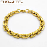Stainless Steel Bracelet 8mm Geometric Link Chain Silver Men Women Jewelry