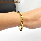 Stainless Steel Bracelet 8mm Geometric Link Chain Silver Men Women Jewelry
