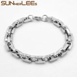 Stainless Steel Bracelet 8mm Geometric Link Chain Silver Men Women Jewelry