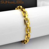 Stainless Steel Bracelet 8mm Geometric Link Chain Silver Men Women Jewelry