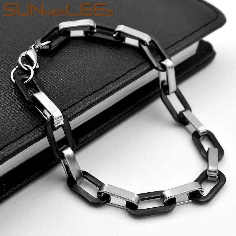 8mm Geometric Link Chain Stainless Steel Bracelet