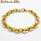 Stainless Steel Bracelet 8mm Geometric Link Chain Silver Plated SC208