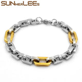 Stainless Steel Bracelet 8mm Link Chain Silver Plated Men Women Jewelry Gift
