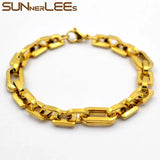 Stainless Steel Bracelet 8mm Link Chain Silver Plated Men Women Jewelry Gift