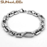 Stainless Steel Bracelet 8mm Link Chain Silver Plated Men Women Jewelry Gift