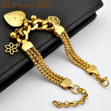 Stainless Steel Bracelet Heart Beads Flower Charm Link Chain SCB32